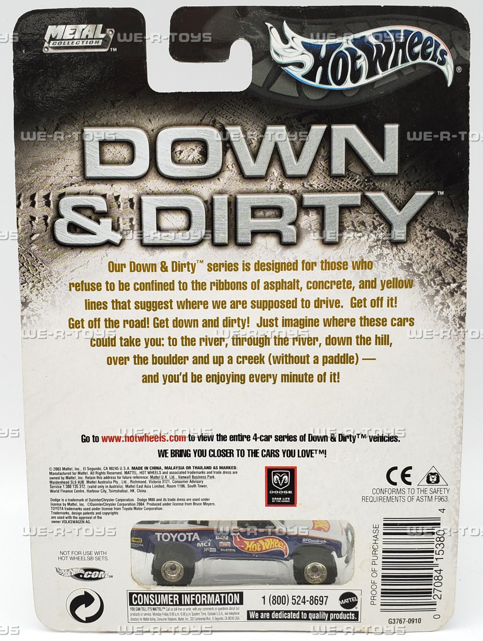 Hot Wheels Down & Dirty Toyota Truck 3/4 Blue Vehicle LE 2003