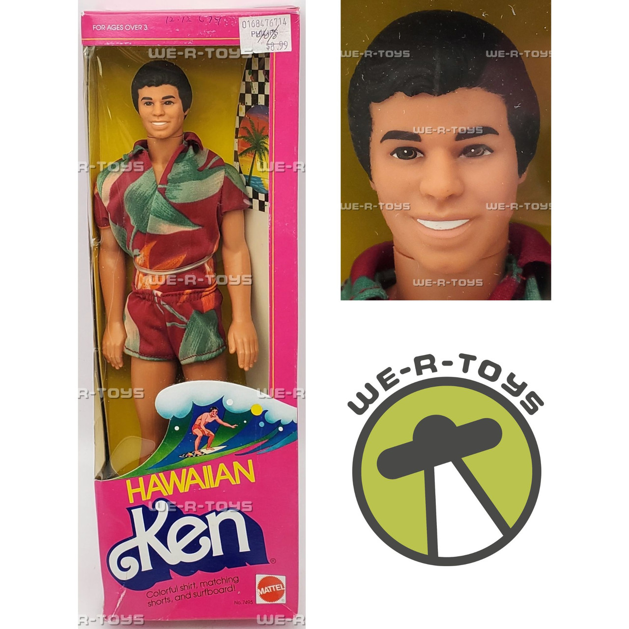 Barbie Hawaiian Ken With Matching Shirt and Surfboard 1983 Mattel