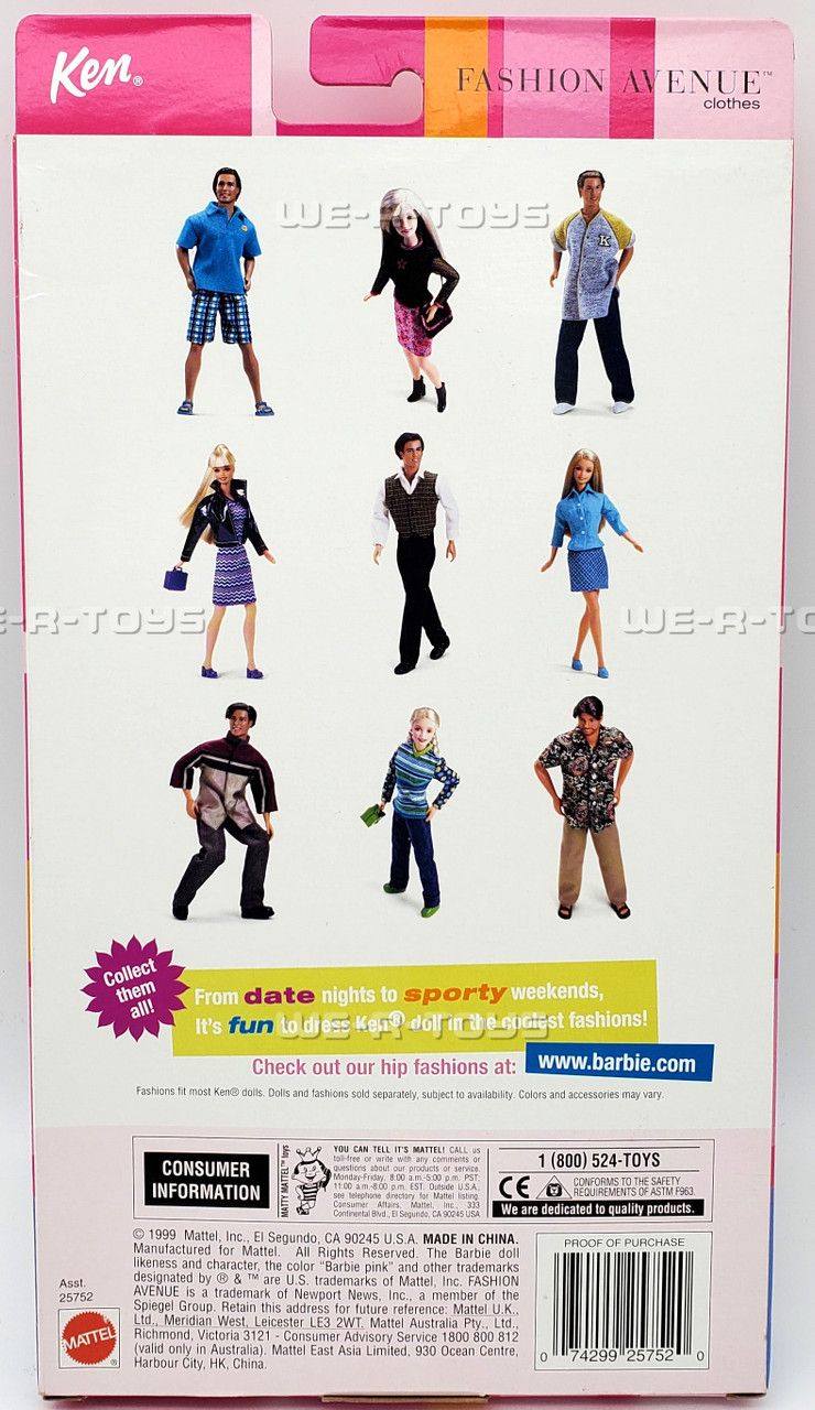 Barbie Ken Fashion Avenue Summer Vacation Clothes 1999 Mattel