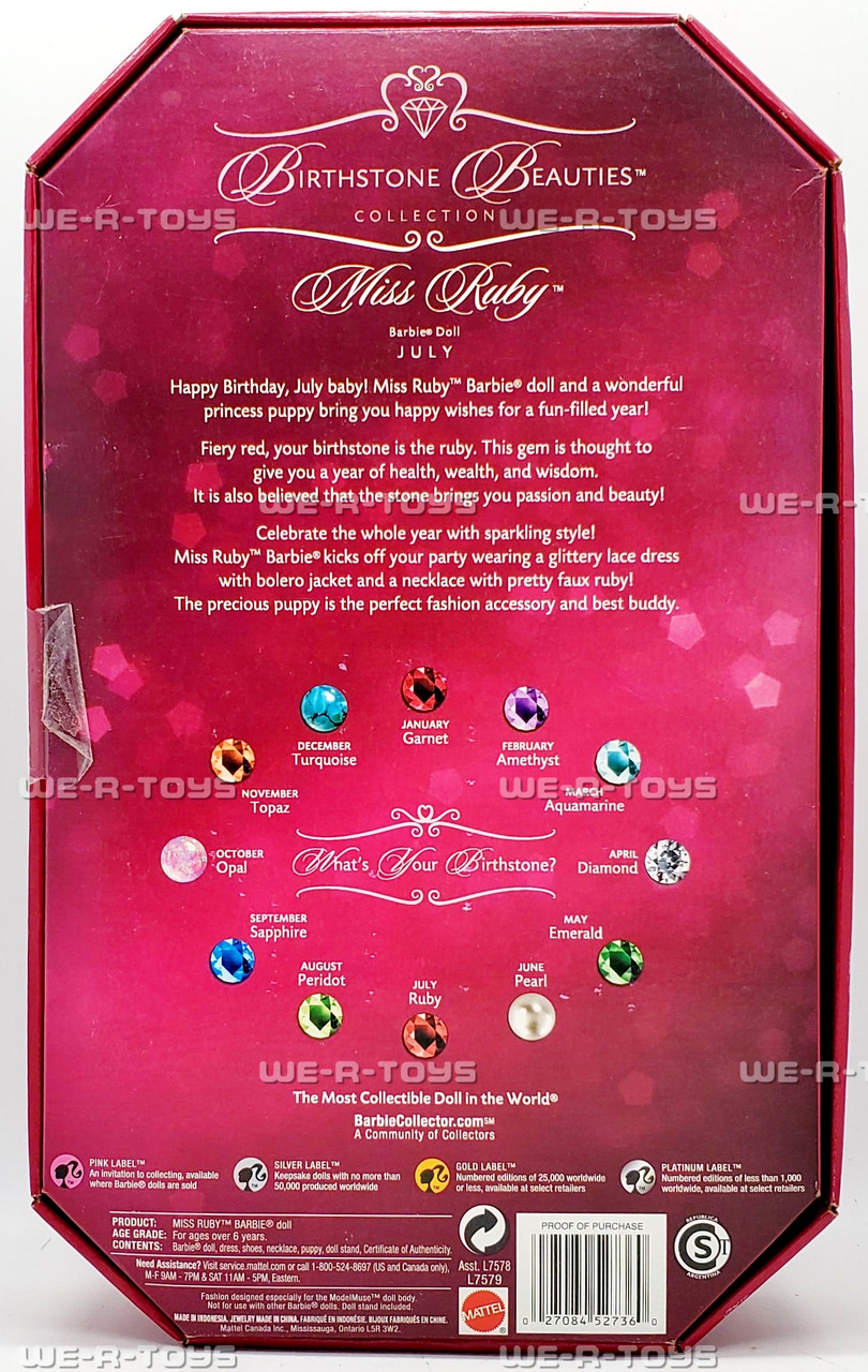 Barbie Birthstone Beauties Miss Ruby July African-American 2007