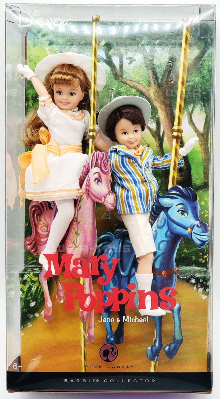 Barbie Collector Mary Poppins Jane Michael Doll Set Pink Label