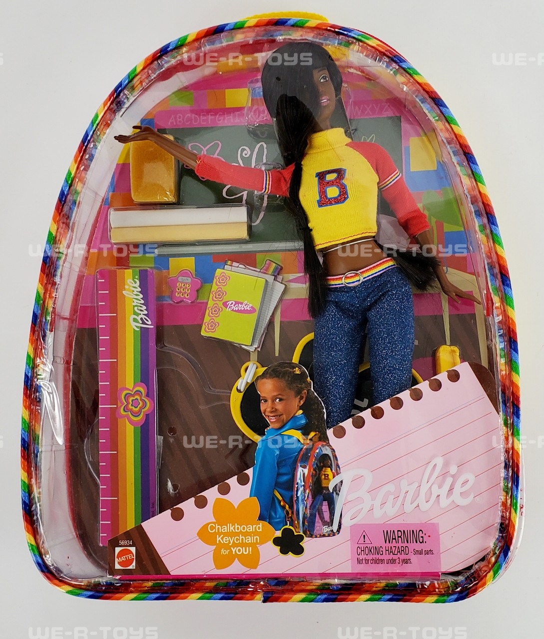 Barbie School Cool Doll with Plastic Backpack Carry Tote 2002