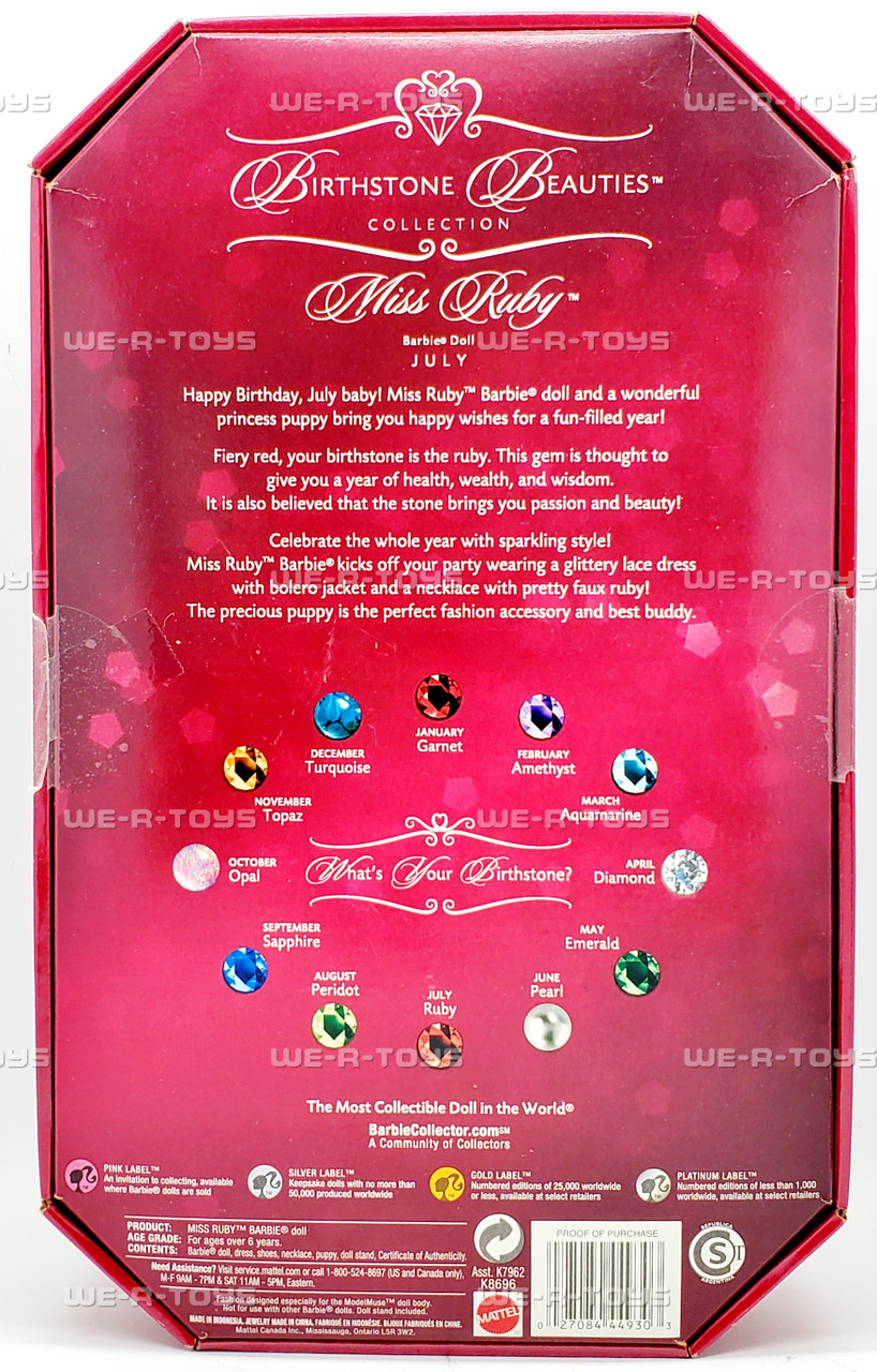 バービー バースストーン・ビューティー・バービー 7月 ピンクラベル K8696 bme6fzu Miss Ruby Barbie Doll July Birthstone Beauties Collection Pink