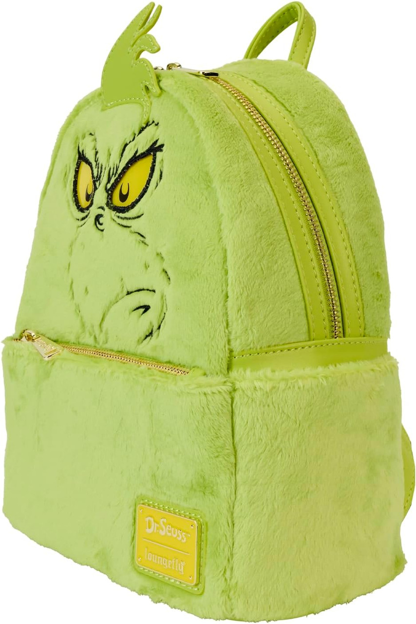 Suess Plush Grinch Light Up Cosplay Mini Backpack that Glows
