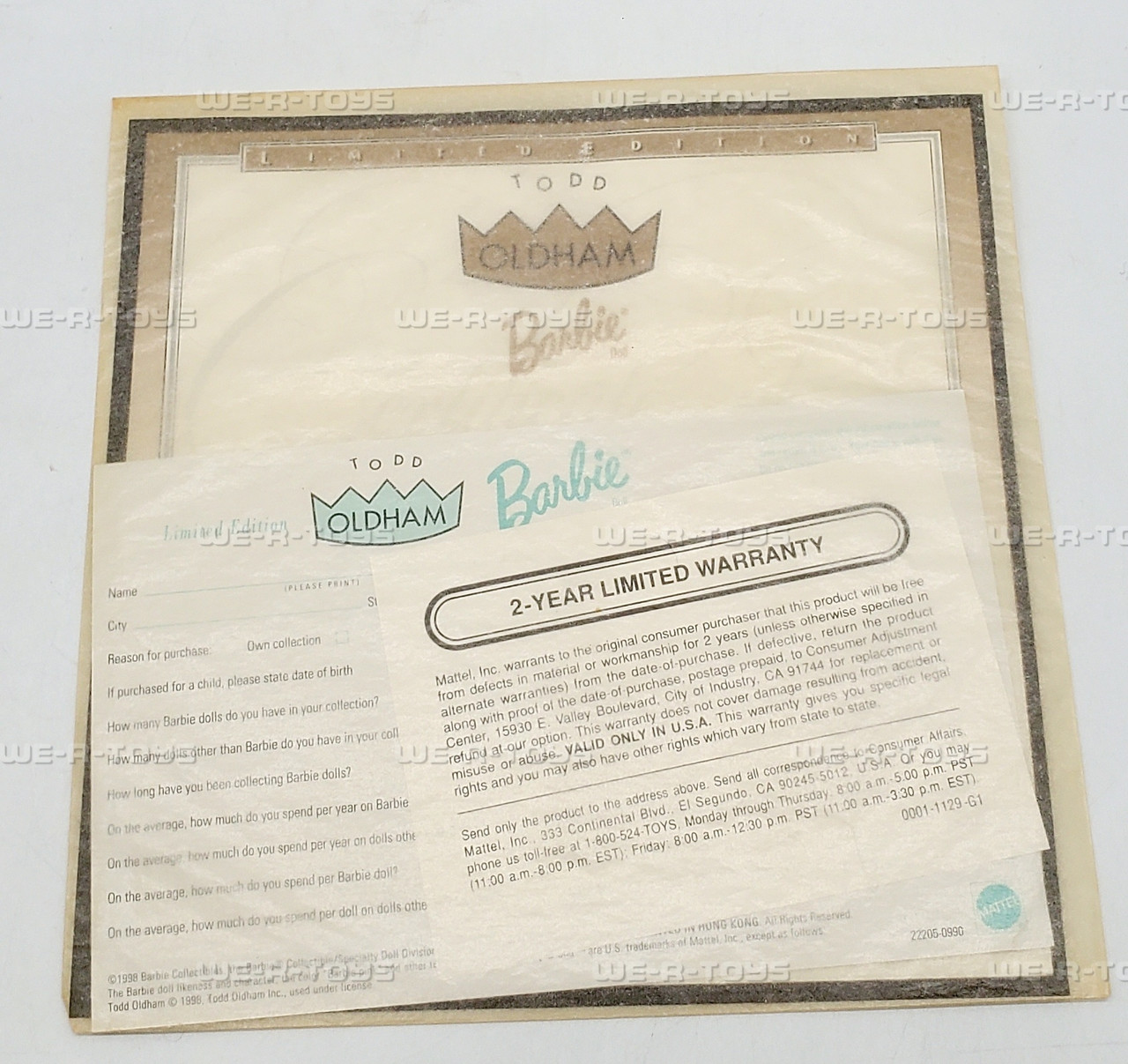 Todd Oldham Barbie Doll Collector Edition 1998 Mattel 22205 - We-R