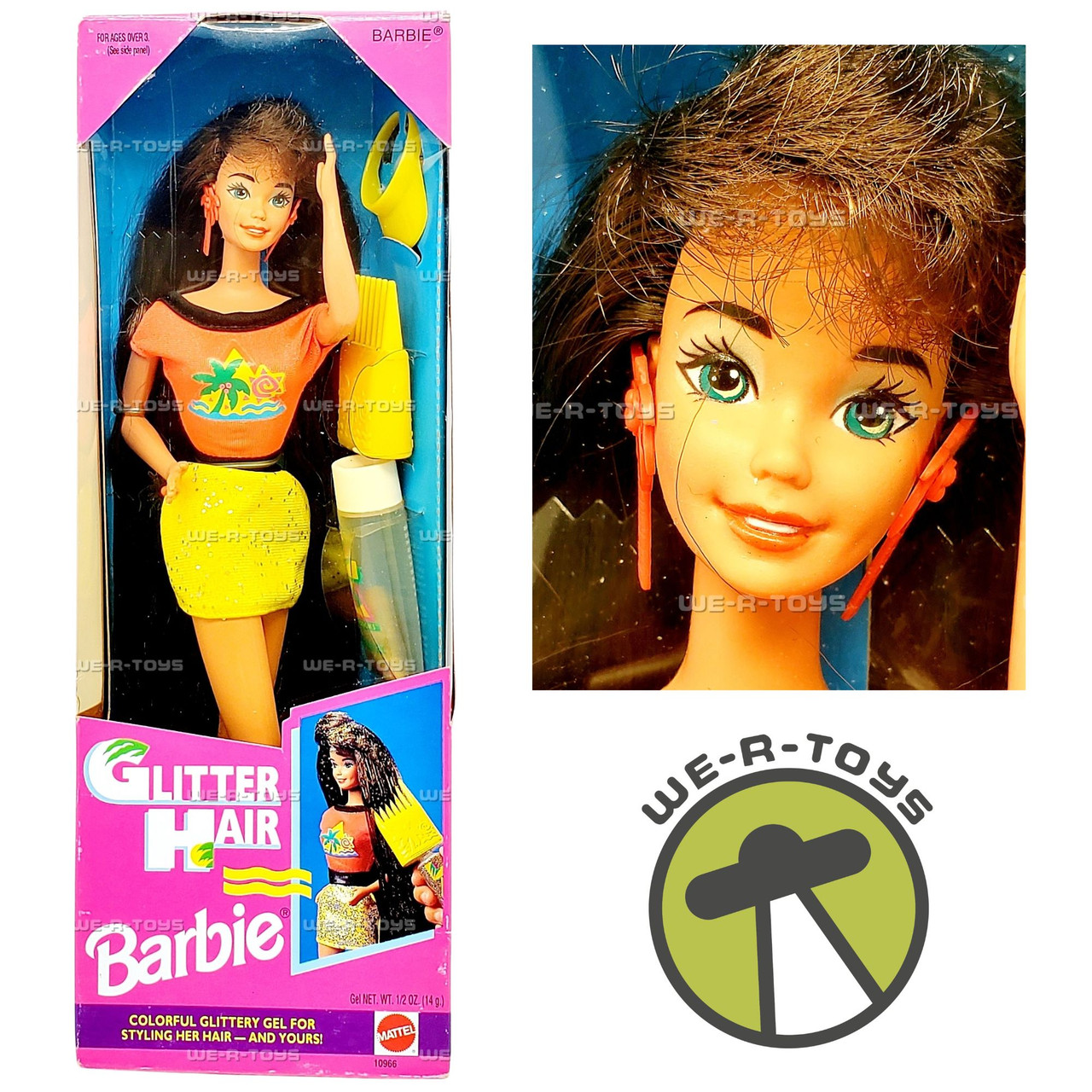 Barbie Glitter Hair Brunette Doll 1993 Mattel 10966 - We-R-Toys