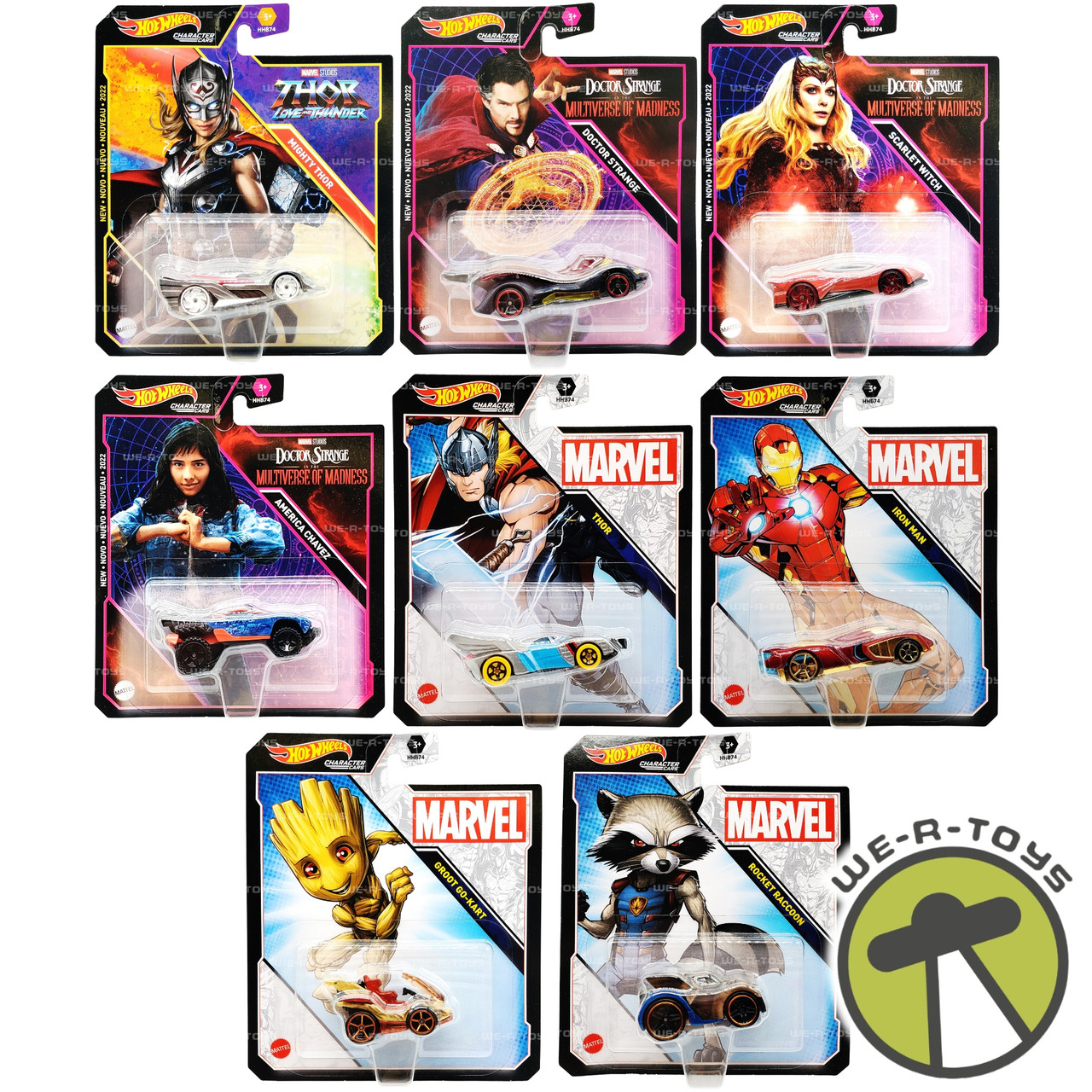 Hot Wheels Marvel Character Cars Lot of 8 Vehicles 2022