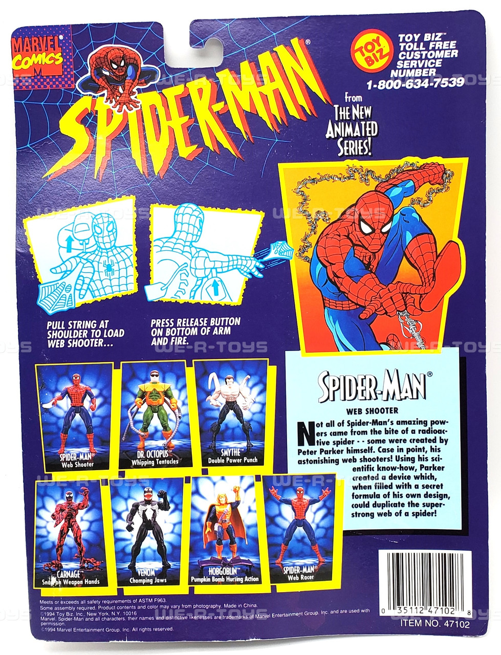 Marvel Comics Spider-Man with Web-Shooter Action Figure 1994 Toy