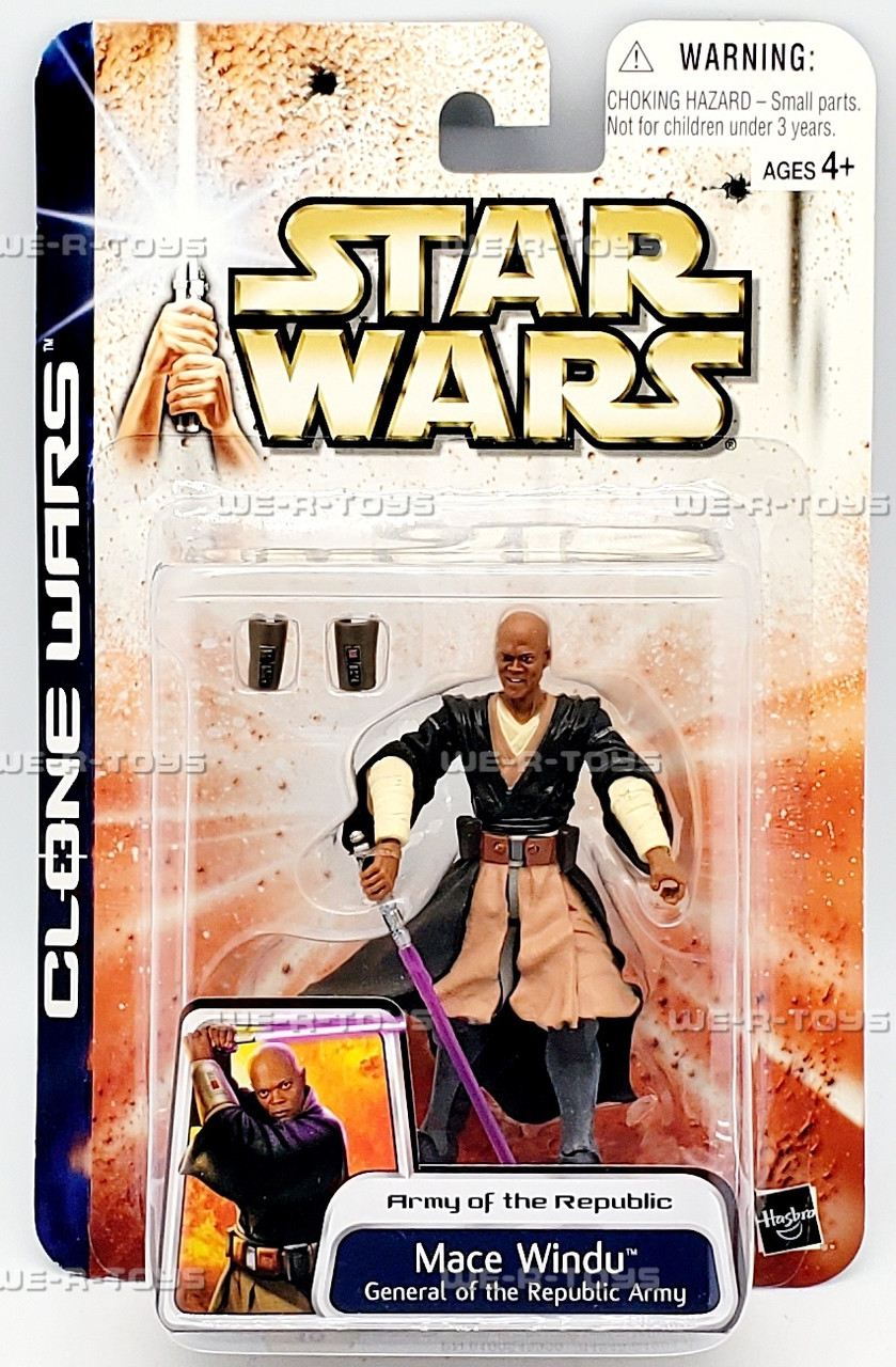 Star Wars Clone Wars General Mace Windu Action Figure 2003 Hasbro