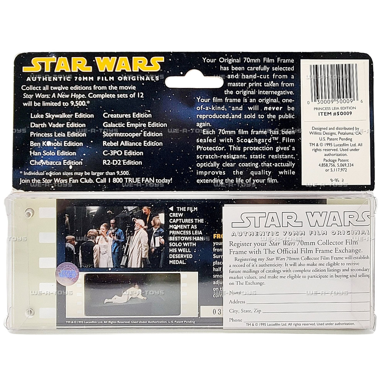 Star Wars A New Hope Authentic 70MM Collector Film Frame Set of 4