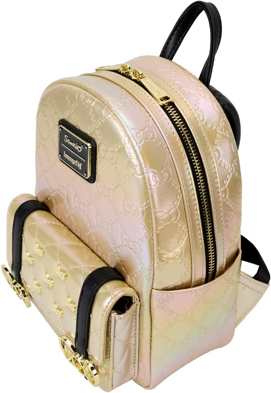 Hello Kitty 50th Anniversary Metallic Gold Mini-Backpack Loungefly - We-R-Toys Hello Kitty 50th Anniversary Metallic Gold Mini-Backpack Loungefly - We-R-Toys