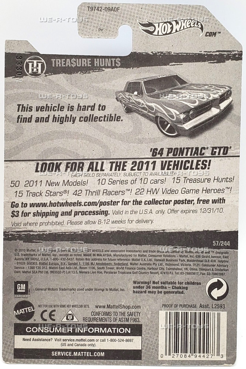 Hot Wheels Super Treasure Hunt '64 Pontiac GTO Vehicle 2011 Mattel