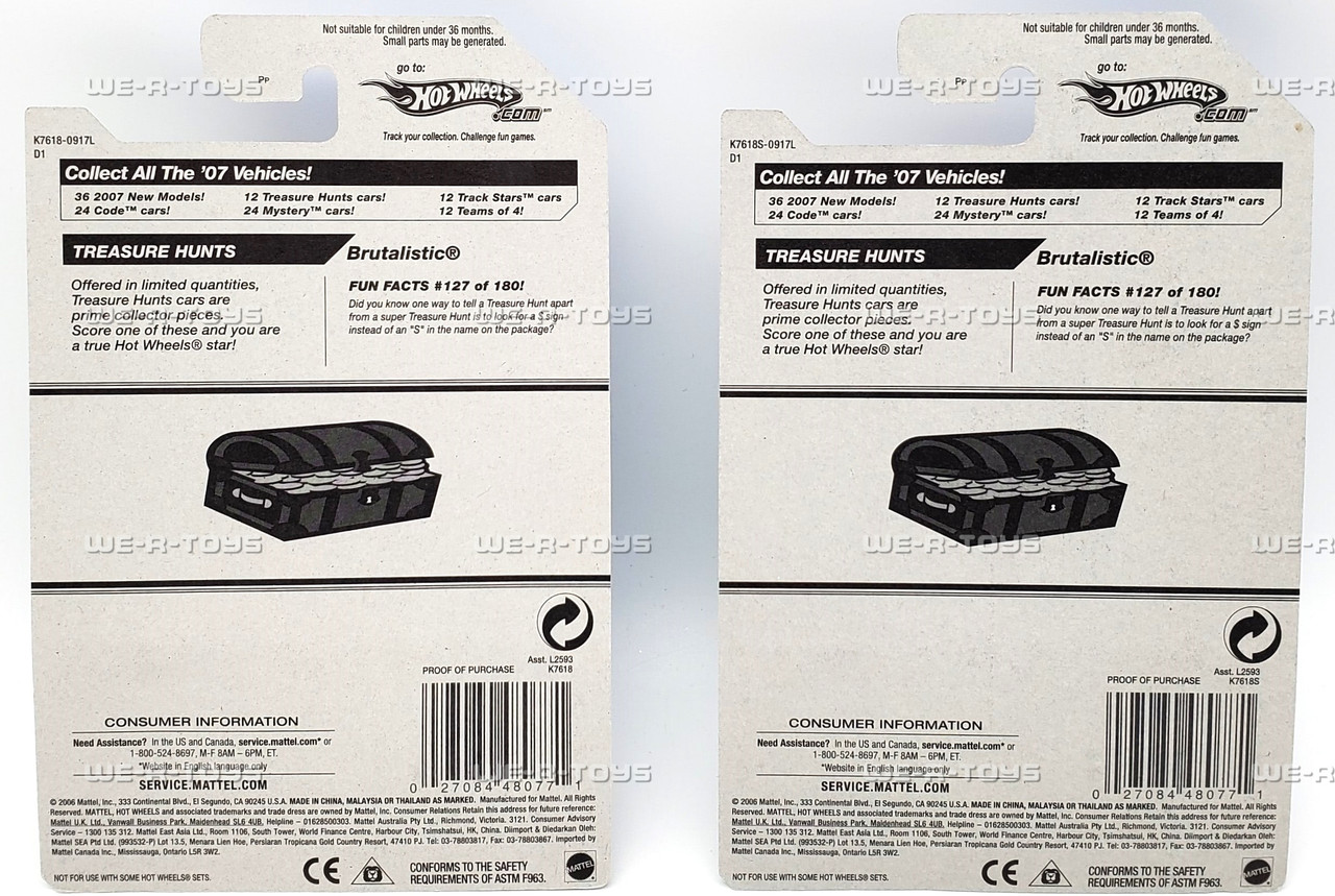 Hot Wheels Lot of 2 Super & Regular Treasure Hunts Brutalistic