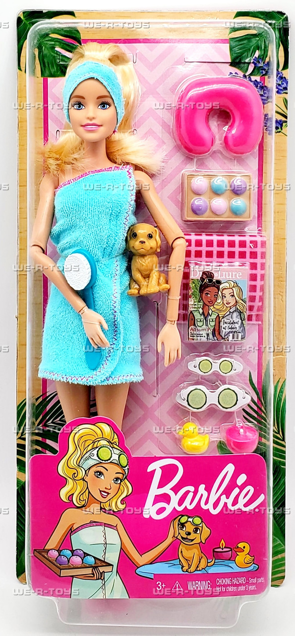 Barbie Spa Doll Blonde with Puppy and Accessories 2019 Mattel