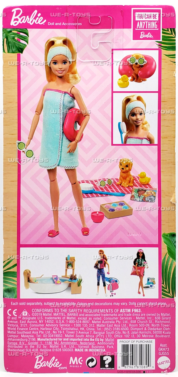 Barbie Spa Doll Blonde with Puppy and Accessories 2019 Mattel