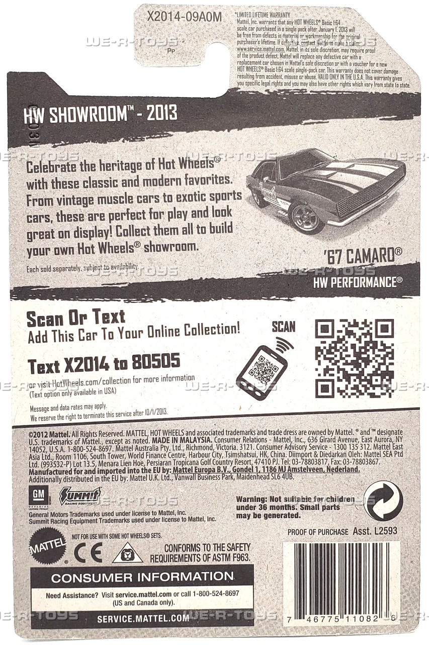 Hot Wheels 67 Camaro HW Showroom Super Treasure Hunt Vehicle 2010