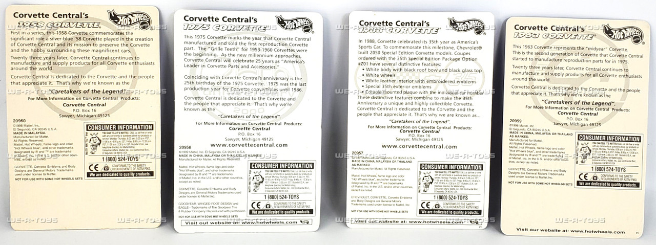 ホットウィール Corvette Central シリーズ　＃1〜4 Hot Wheels Lot of 4 Corvette Central Special Edition