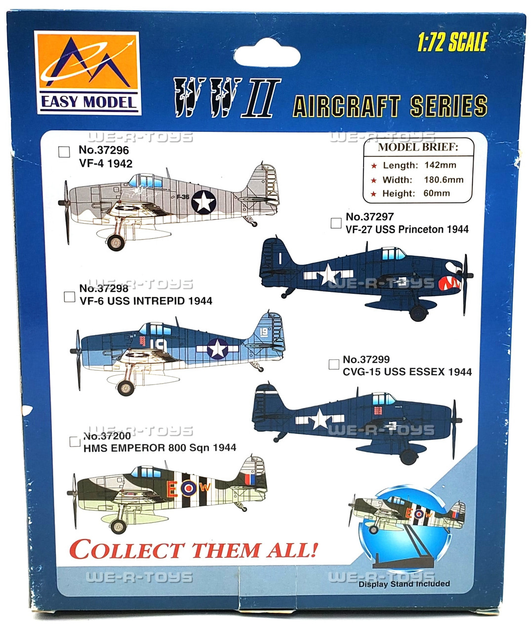 Easy Model WWII Aircraft Series F6F Hellcat 1:72 Scale Vehicle MRC