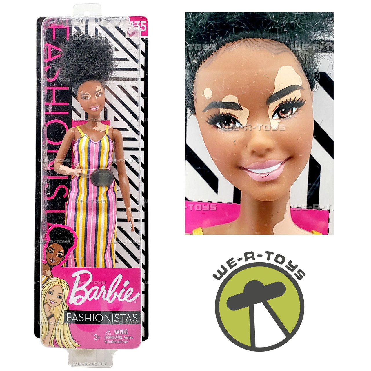 バービー バービー人形 メイドトゥームーブ GHW51 Barbie Fashionistas Doll with Vitiligo and C : 輸入バービー人形メイドトゥームーブ ピンクトップ(Made