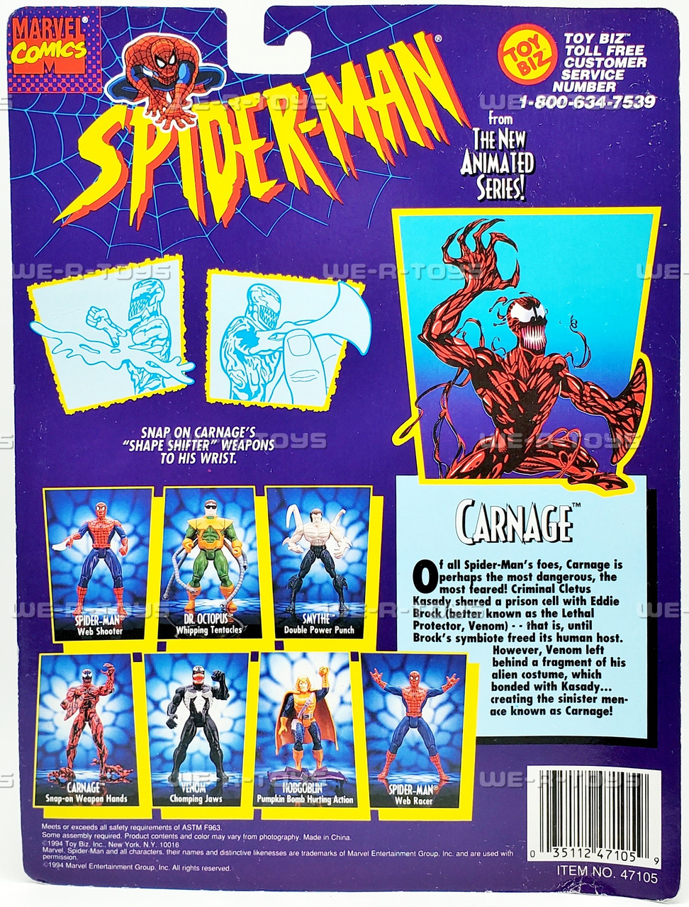 Spider-Man The Animated Series Carnage Action Figure 1994 Toy Biz