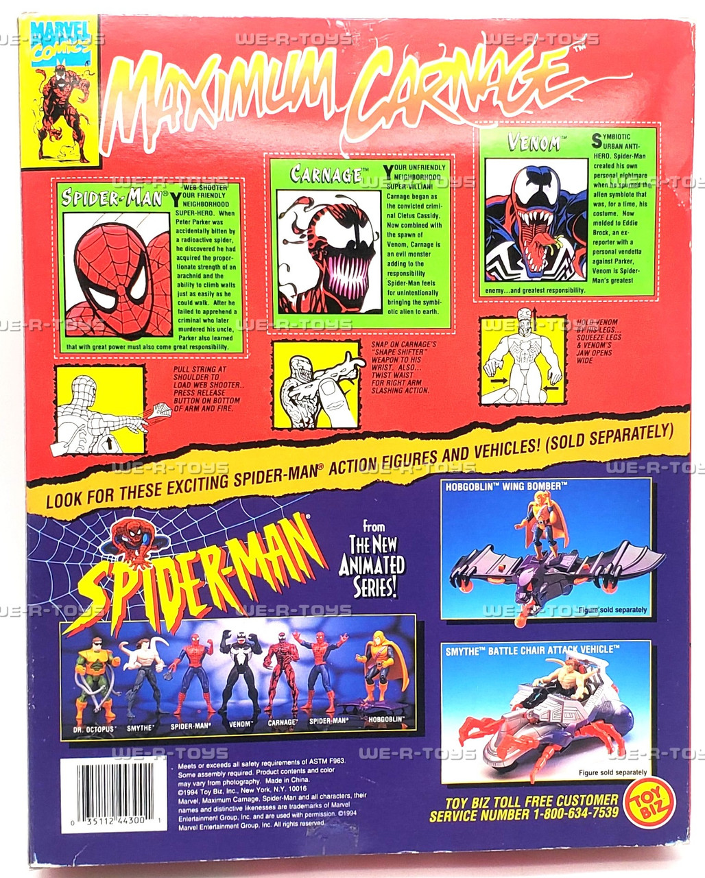 Marvel Comics Maximum Carnage Triple Threat 1994 Toy Biz No. 44300