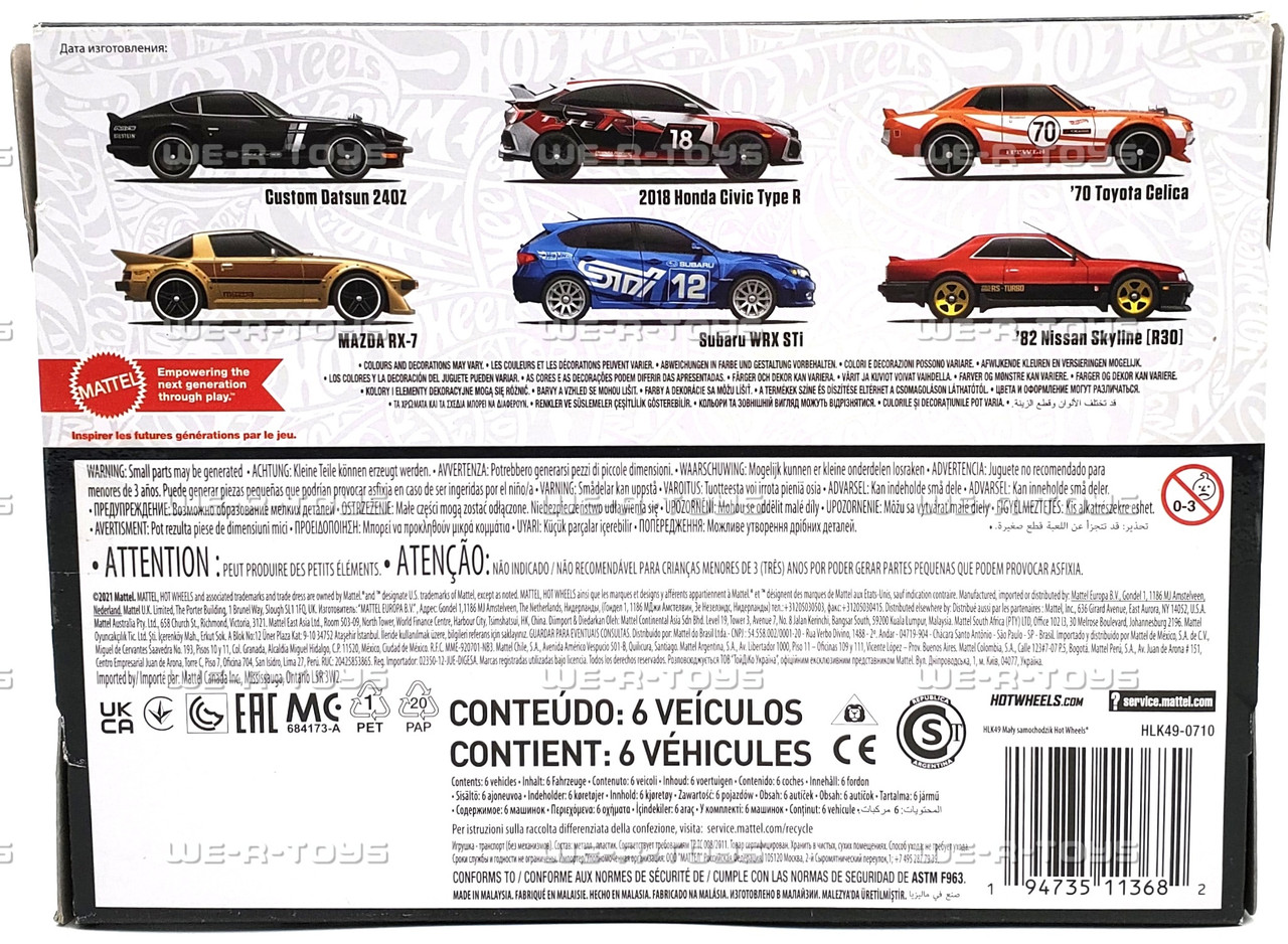Hot Wheels Japanese Car Culture Themed Multipack 6 Car Set Mattel