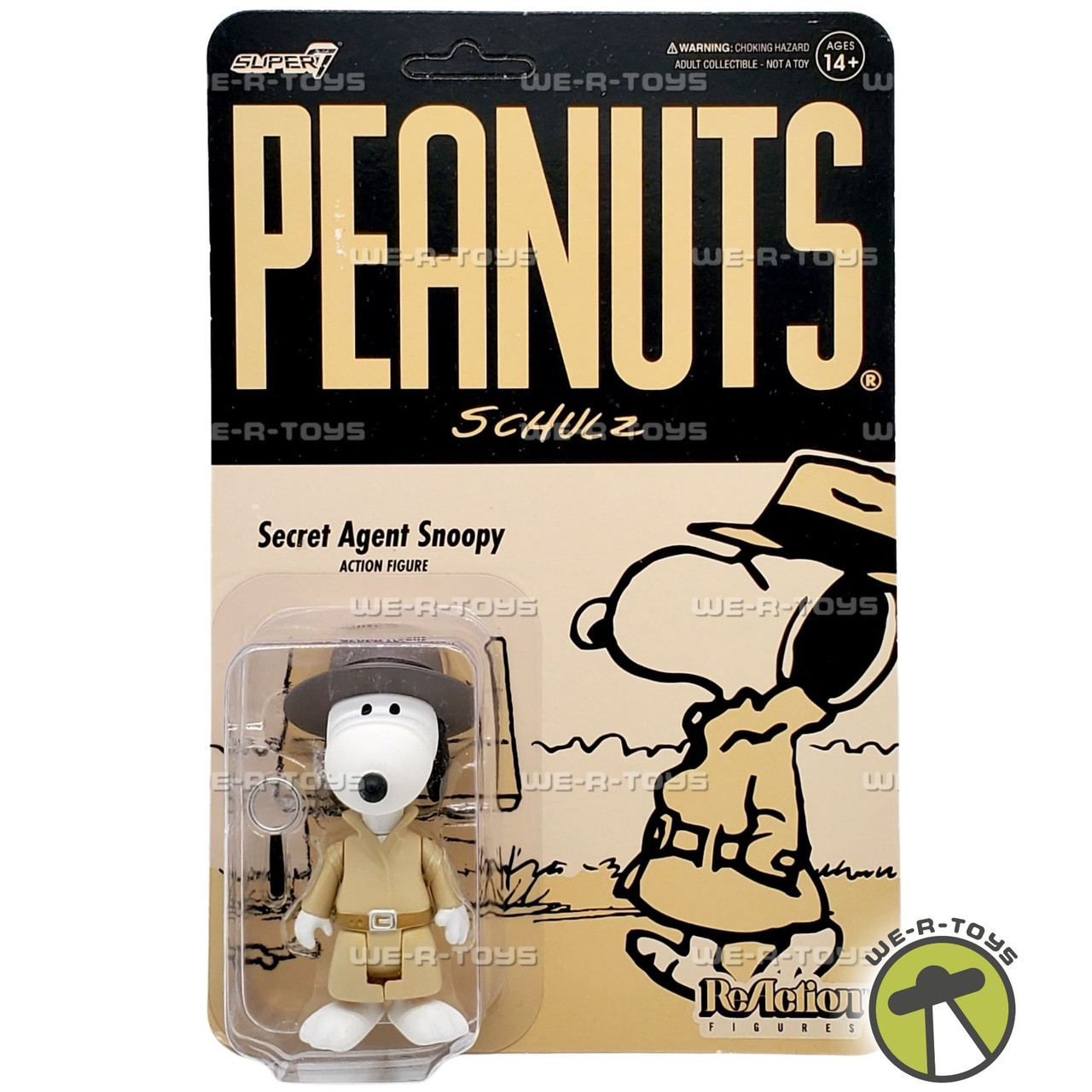 Peanuts ReAction Secret Agent Snoopy Action Figure Super7 - We-R-Toys