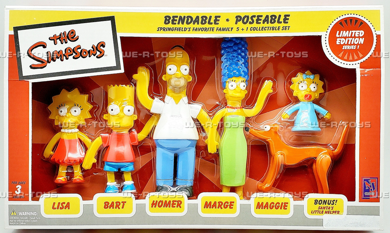 The Simpsons Bendable Family Action Figure Boxed Set 2002 NJ Croce