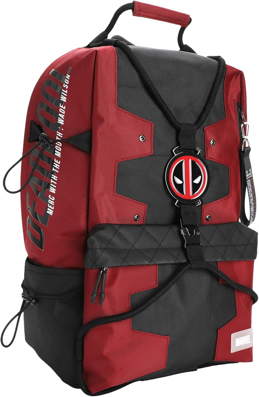 bioworld marvel deadpool laptop backpack Sling/Hip Pack - and webbing puller Deadpool Bungee Suit-up Character Backpack