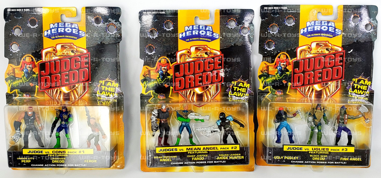 Mega Heroes Judge Dredd Complete Set of 6 Packs 1995 Mattel #13927