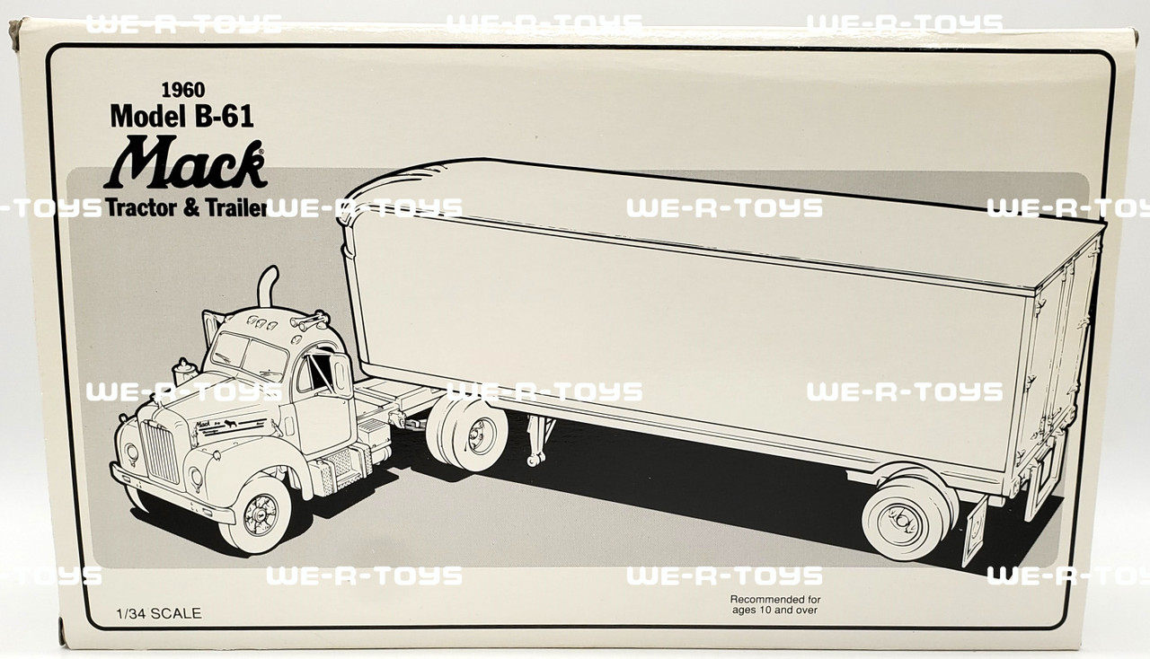 First Gear 1960 Model B-61 Mack Tractor & Trailer Yellow Transit