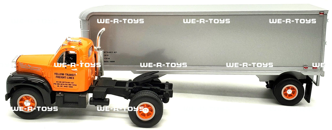 First Gear 1960 Model B-61 Mack Tractor & Trailer Yellow Transit