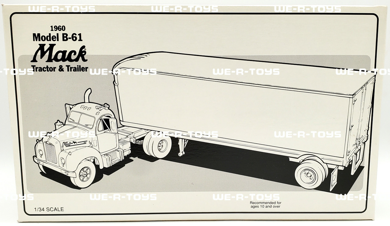 First Gear 1960 Model B-61 Mack Tractor & Trailer Yellow Transit
