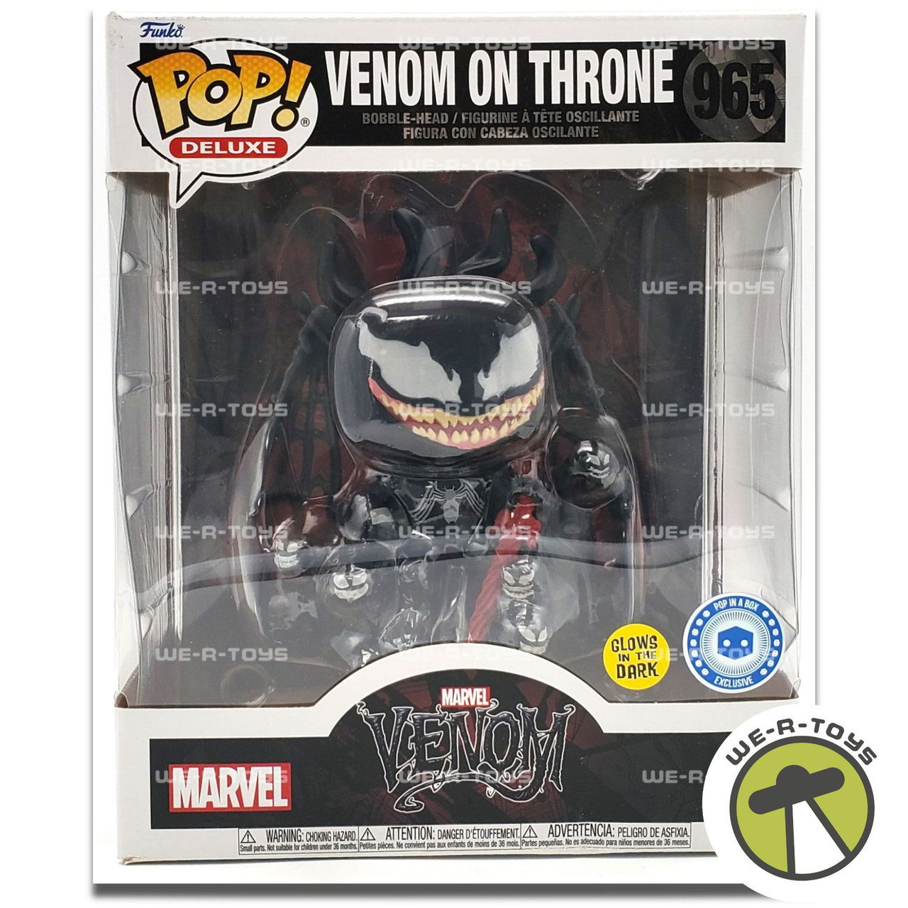 Marvel Funko Pop Deluxe Venom On Throne Exclusive GITD Bobblehead