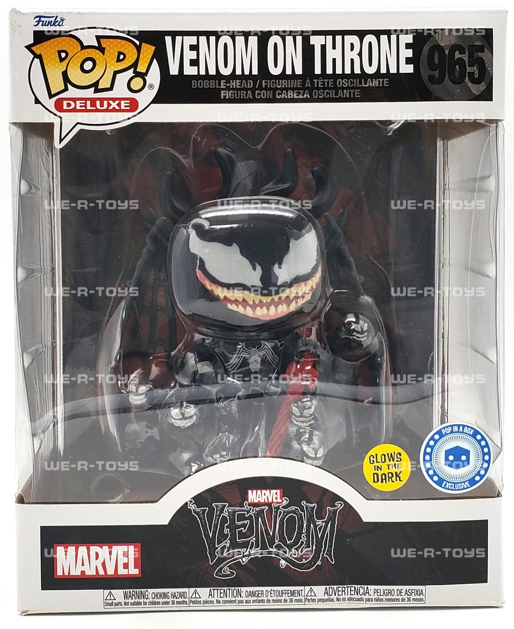 Marvel Funko Pop Deluxe Venom On Throne Exclusive GITD Bobblehead