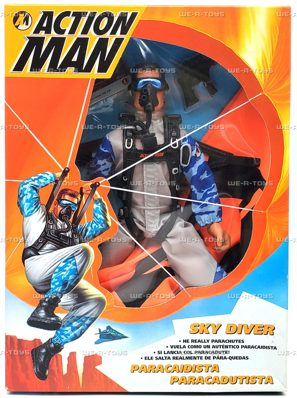 Action Man Sky Diver with Parachute Action Figure 1996 Hasbro