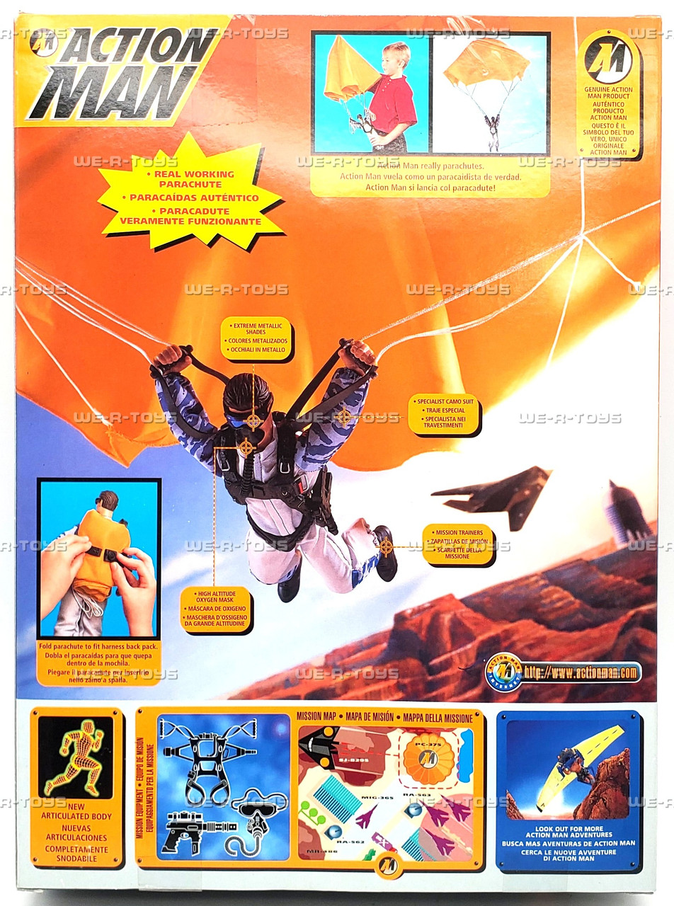 Action Man Sky Diver with Parachute Action Figure 1996 Hasbro
