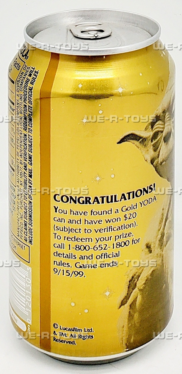 Star Wars Episode I The Phantom Menace Gold Yoda Pepsi Can 1999