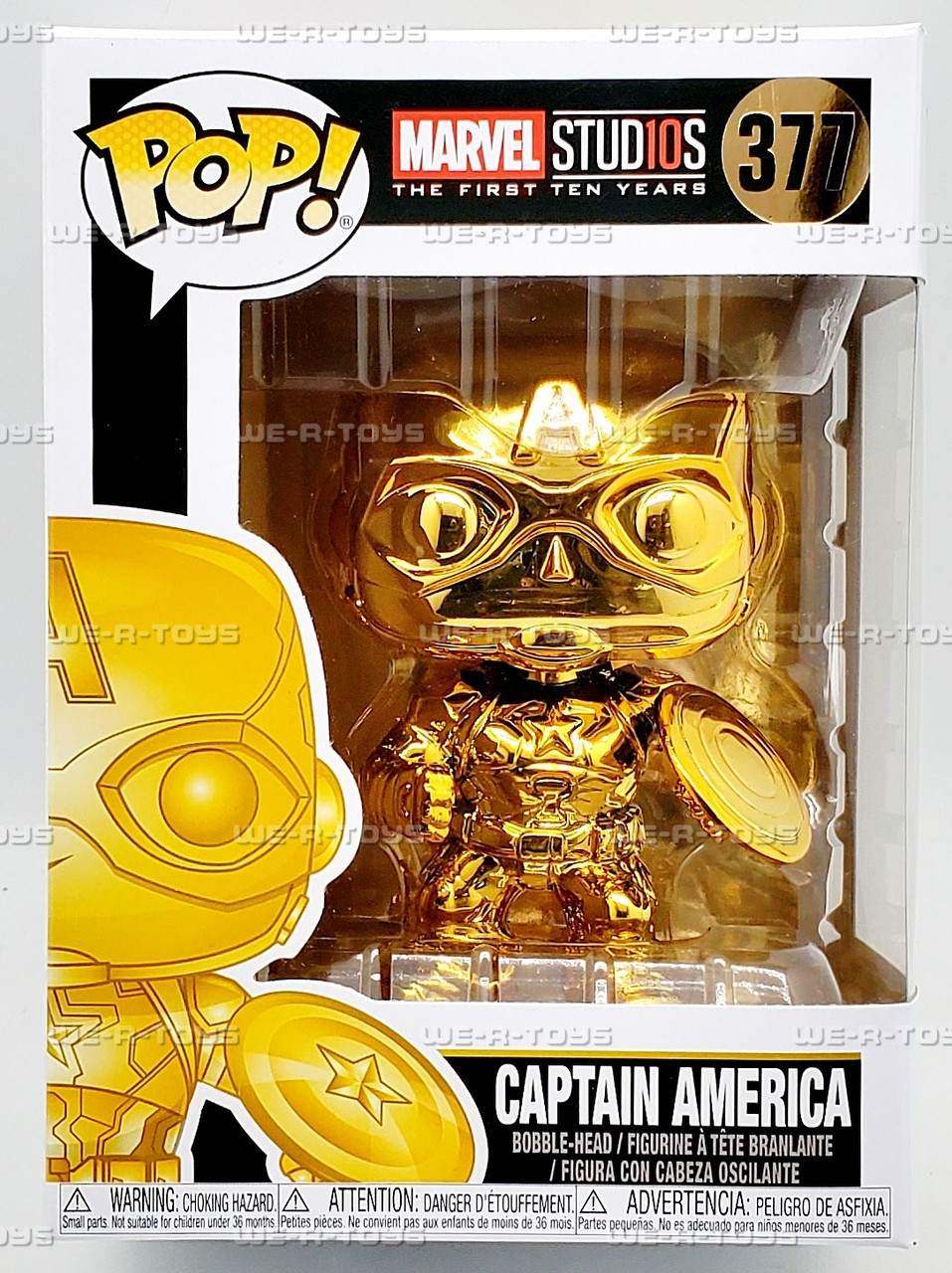 Funko POP Marvel Studios 10 Captain America Gold Chrome 377 Vinyl