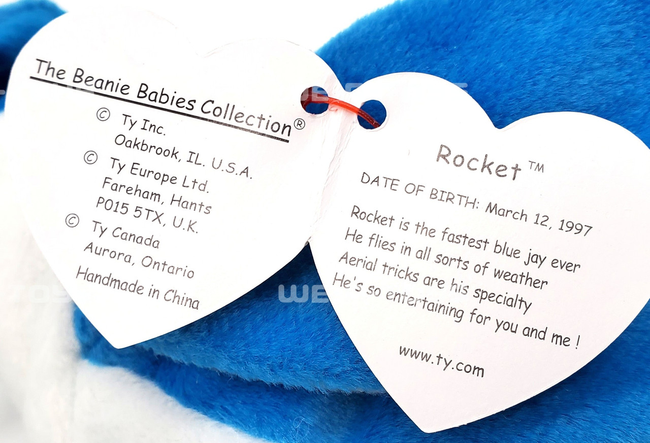 Ty Beanie Babies Rocket the Blue Jay Plush 1998 - We-R-Toys