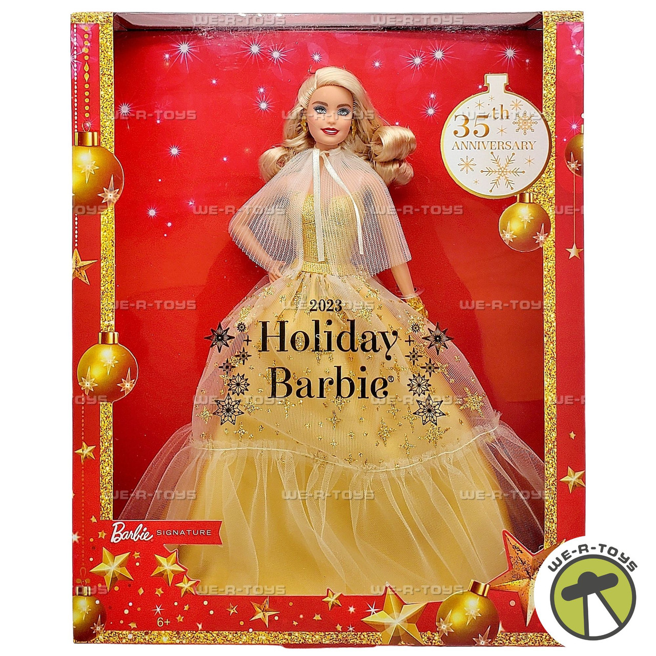 Barbie 2023 Holiday Barbie Doll Blonde Hair 35th Anniversary Mattel