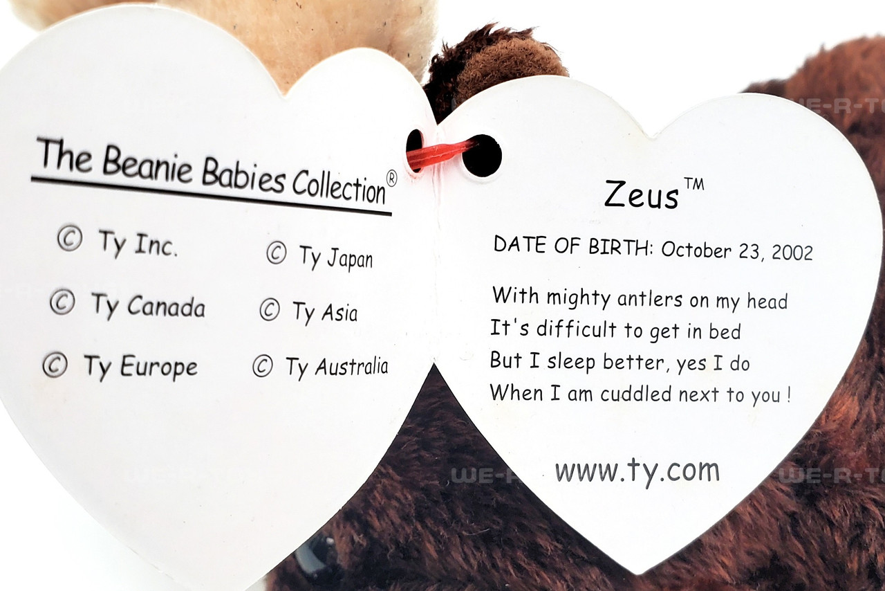 Ty Beanie Babies Zeus the Moose Plush 2002 - We-R-Toys
