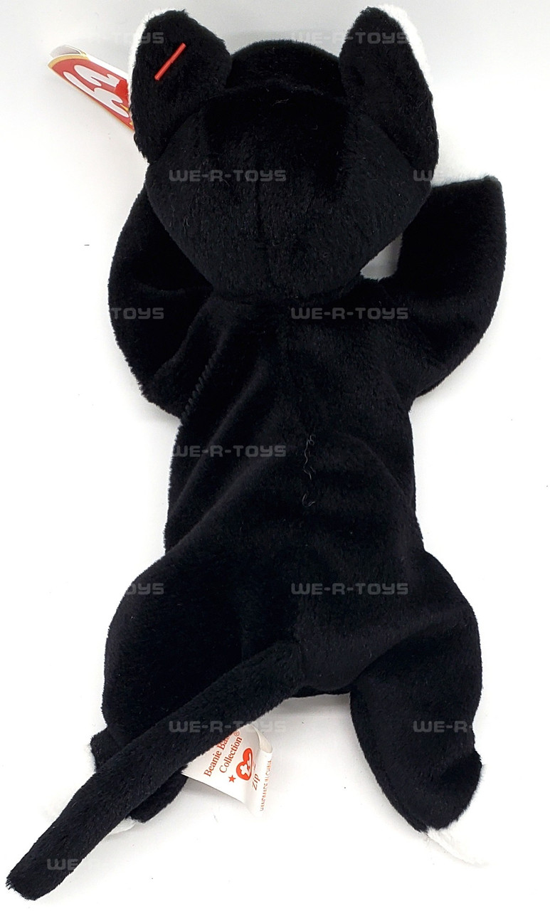 わたt ty pu Ty Beanie Babies Zip the Cat with White Paws Plush 1993 - We