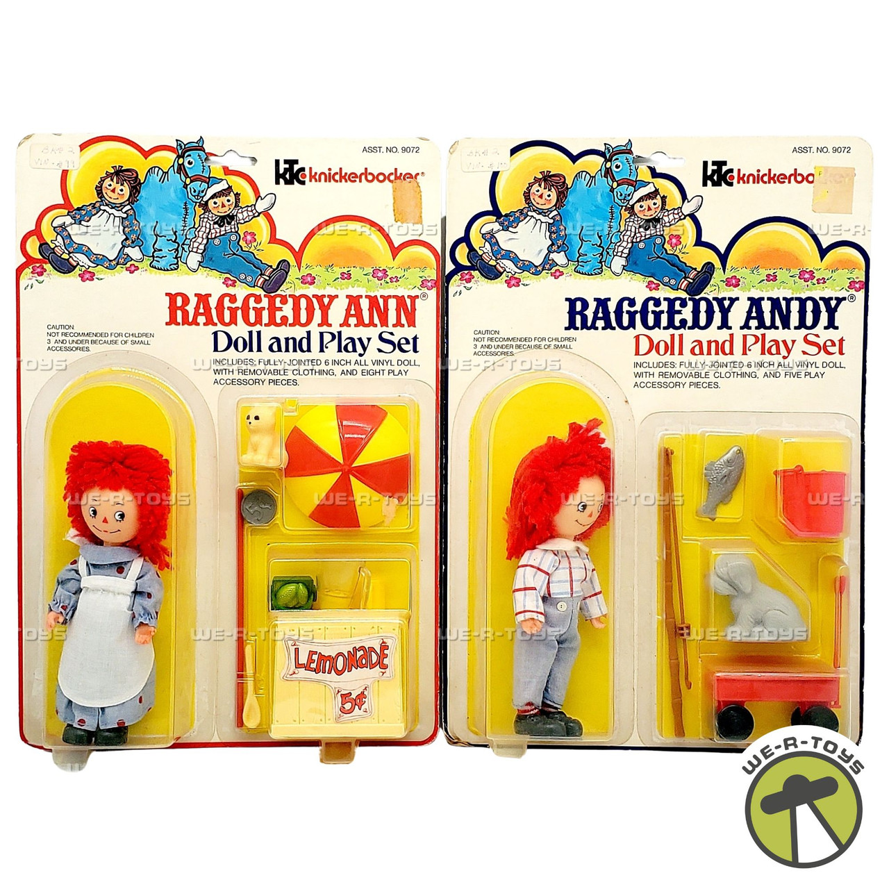 Raggedy Ann and Andy Doll Playsets 1976 Lot of 2 Knickerbocker