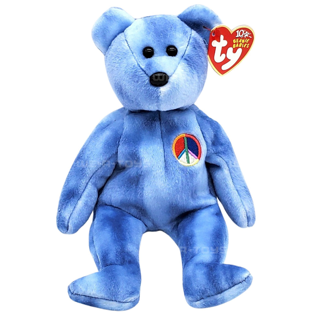 Ty Beanie Babies Peace the Bear Blue Plush 2003 US Exclusive - We