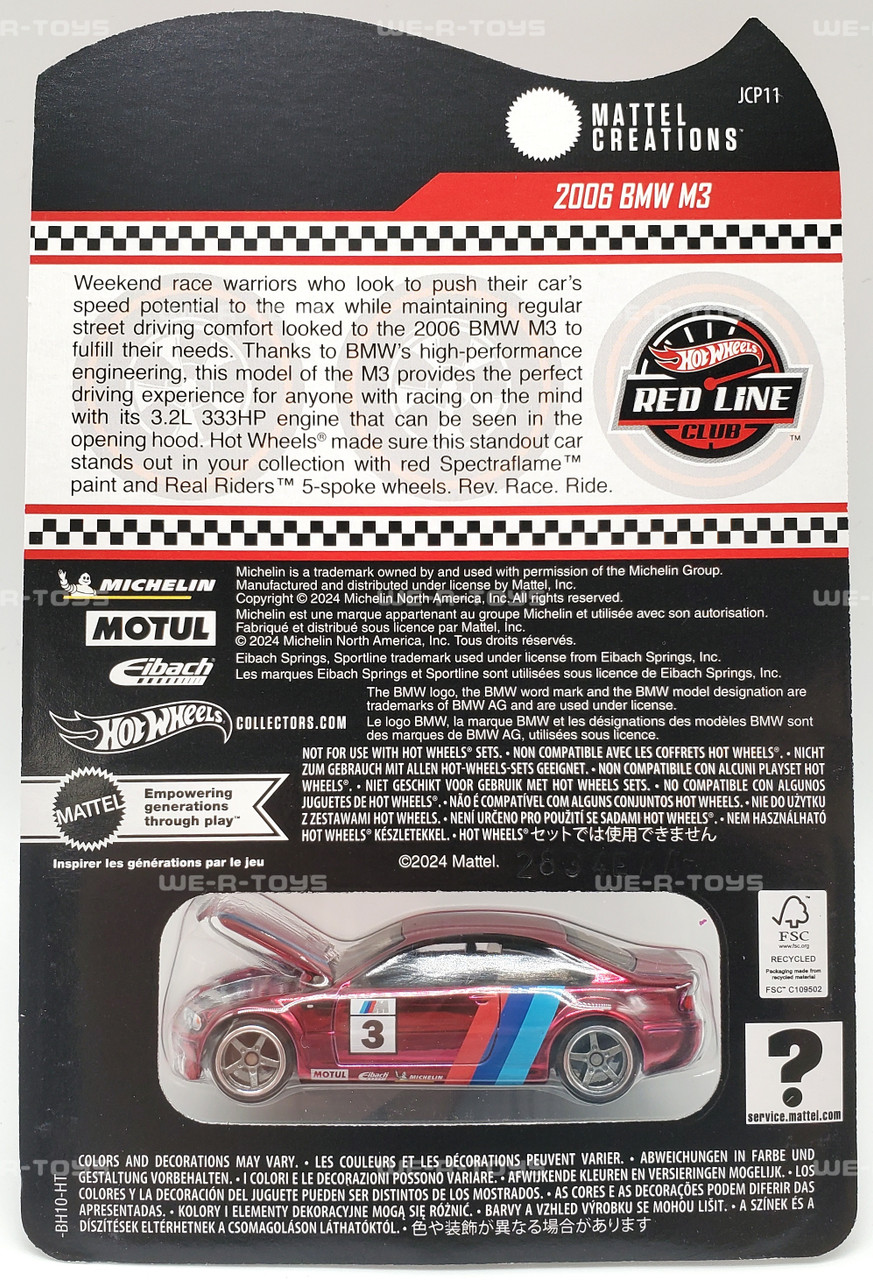 Hot Wheels Red Line Club RLC 2006 BMW M3 Mattel Creations 2024 NEW