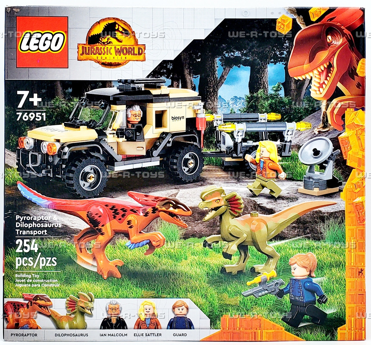 Lego Jurassic World Pyroraptor Dilophosaurus Transport 254 Piece