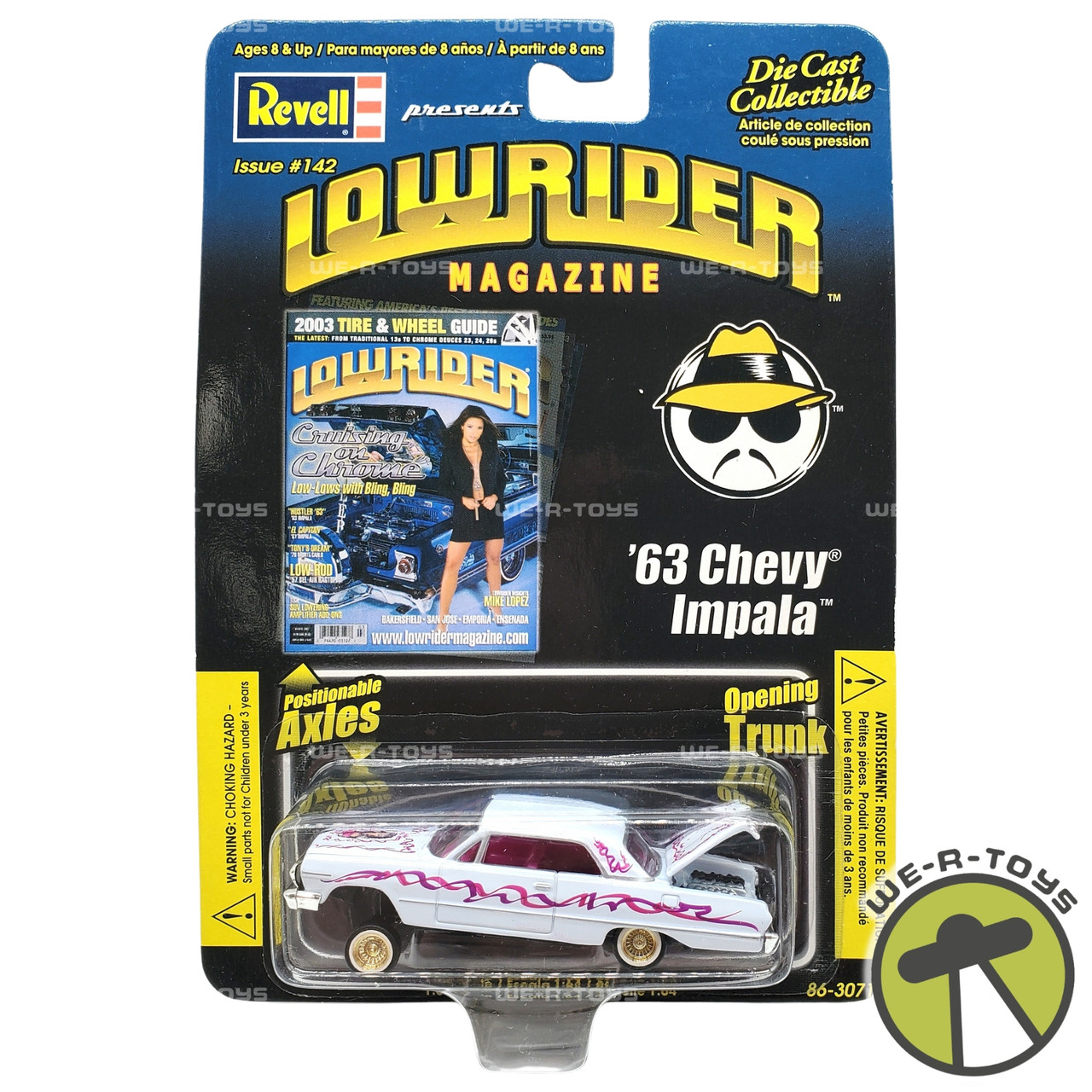 Revell collectible  ローライダーホットホイールインパラ Revell Lowrider Magazine Issue 142 White '63 Chevy Impala Die-Cast