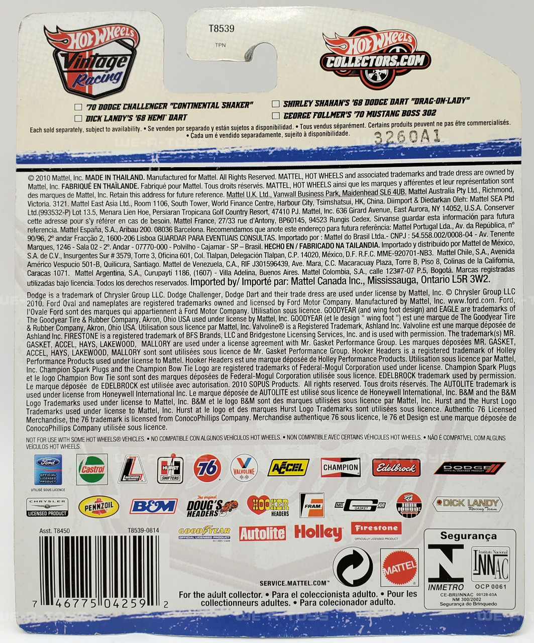 Hot Wheels Vintage Racing Dick Landy's '68 Hemi Dart Car 2010