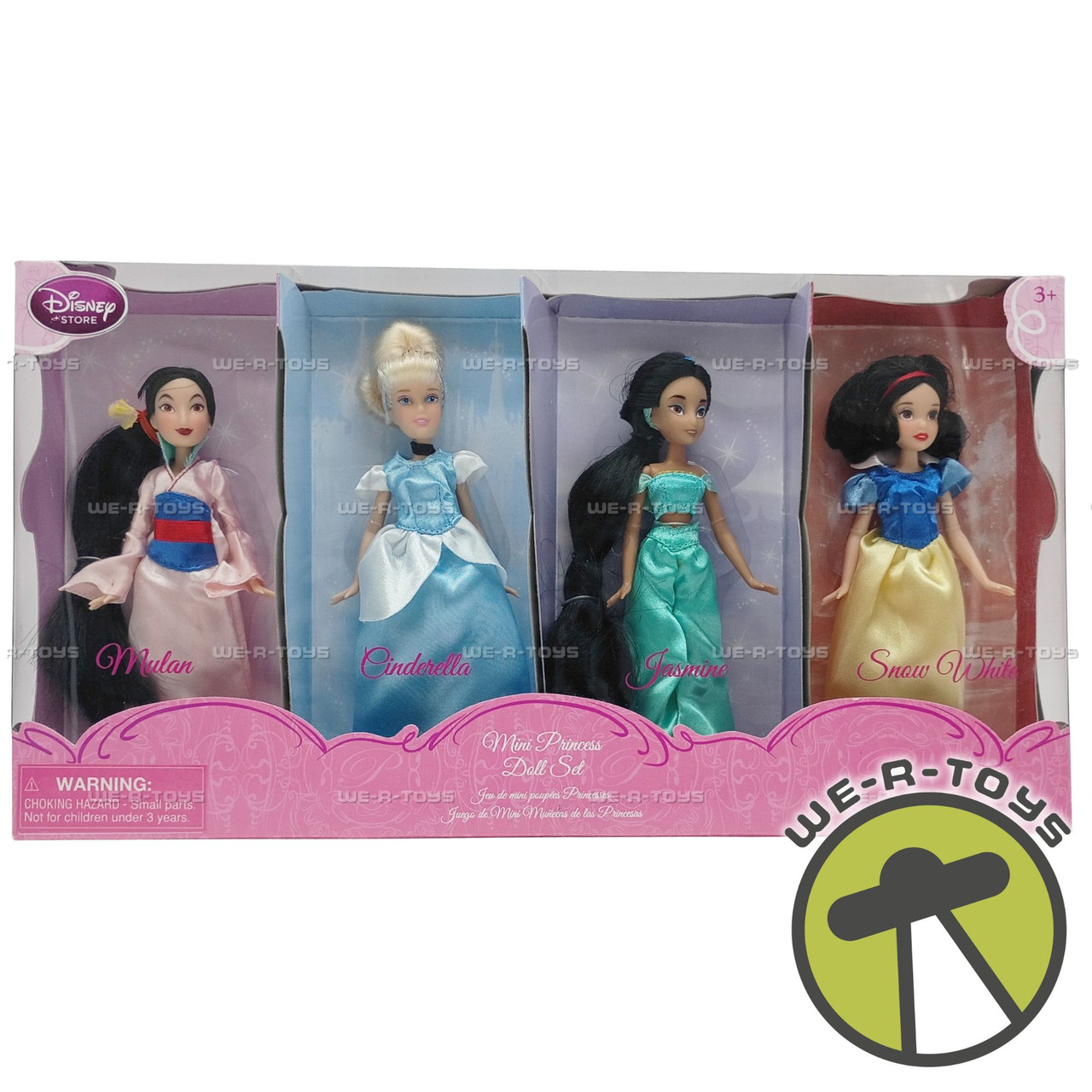 Disney Mini Princess Doll Set Mulan, Cinderella, Jasmine, Snow